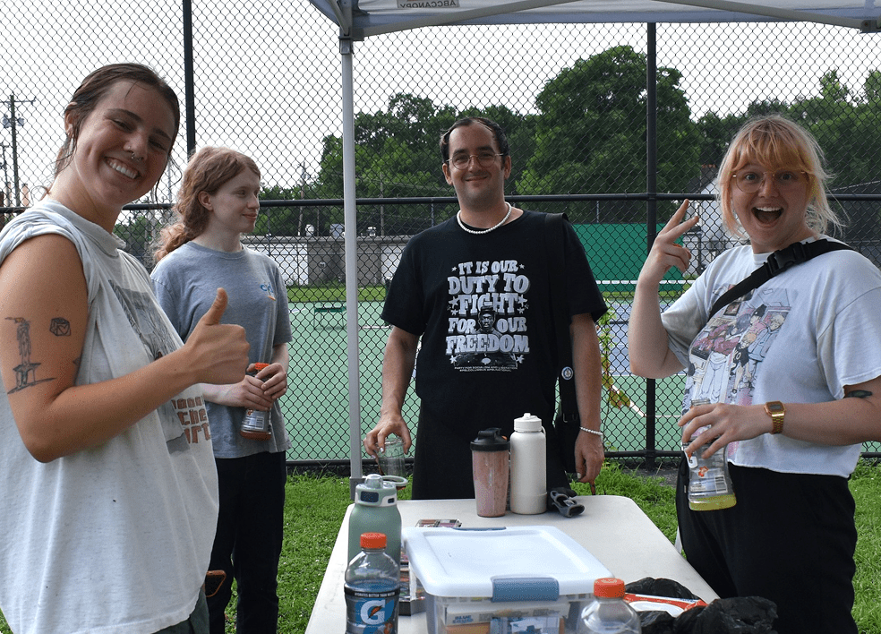 Smiling group at an outdoor event