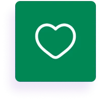 White heart icon on green background